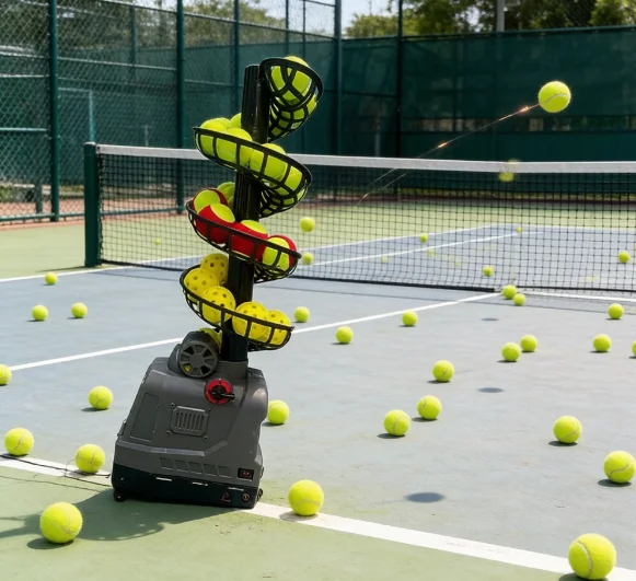 Portable Automatic Tennis Ball Launcher Machine for Solo Practice, Indoor Outdoor Use Basic Training Equipment