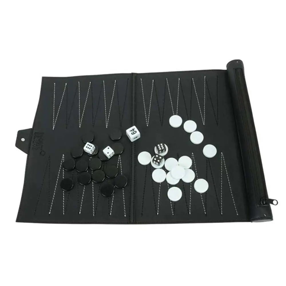 Portable PU Educational Games Leather Leisure Game Children Toy Roll-Up Backgammon Backgammon Set Chess Board