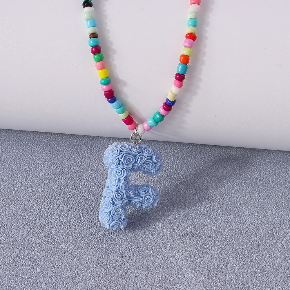 Aihua Niedliche Boho-Halskette mit Namen und Initialen, 26 Buchstaben, für Frauen, BFF, beste Freunde, Kinder, Rose, A-Z Alphabet-Halsketten, Geburtstagsgeschenke – Detail 8