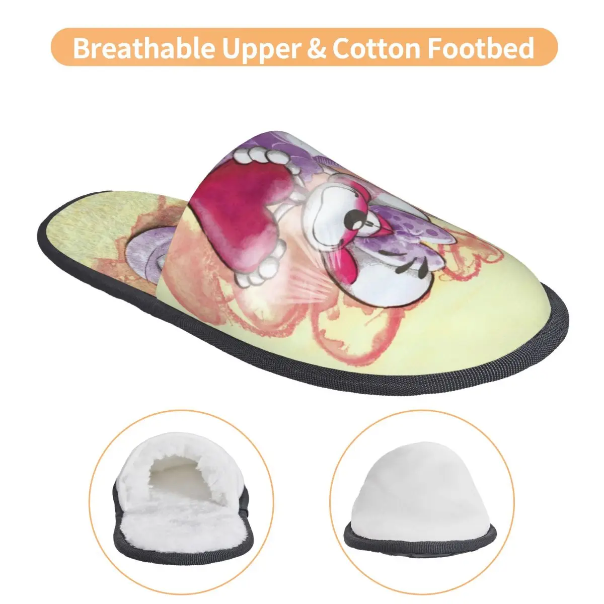 شبشب منزل D-Diddles لغرفة المعيشة، شباشب Diddl Catoon الناعمة من إسفنج الذاكرة غير قابلة للانزلاق