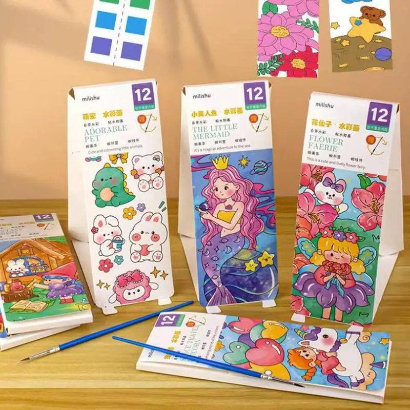 Bambini portatili pittura ad acquerello disegnare giocattoli giocattoli da colorare segnalibro forniture bambino Graffiti immagine colorazione sicura per il bambino