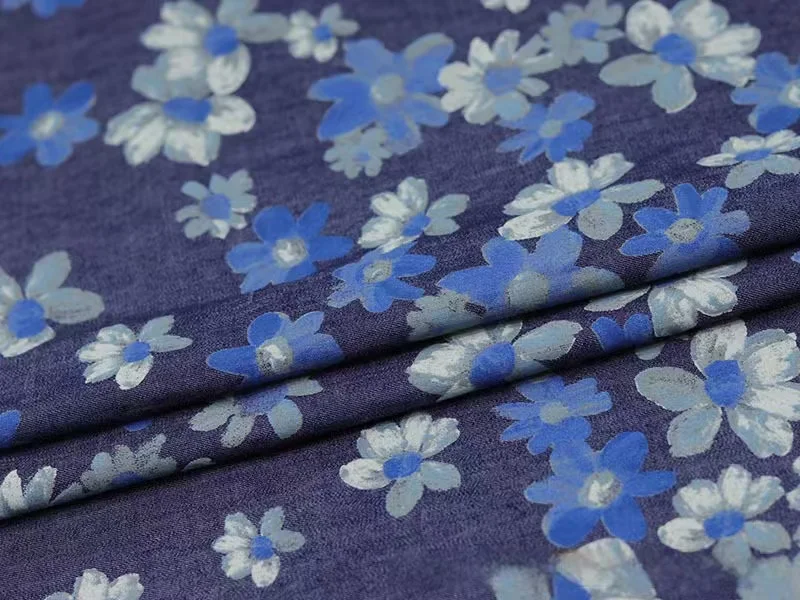 تصميم جديد لعام 2025 فستان من قماش الدنيم المغسول المطبوع من القطن الأزرق قميص رقيق للربيع/الصيف