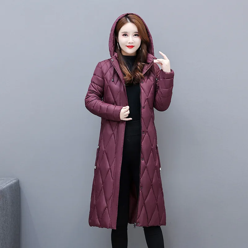 Long Parkas For Women Overcoat New Hooded Thicken Down Cotton Jacket Warm Winter Coat Middle Aged Mother Quilted Jacket 5XL