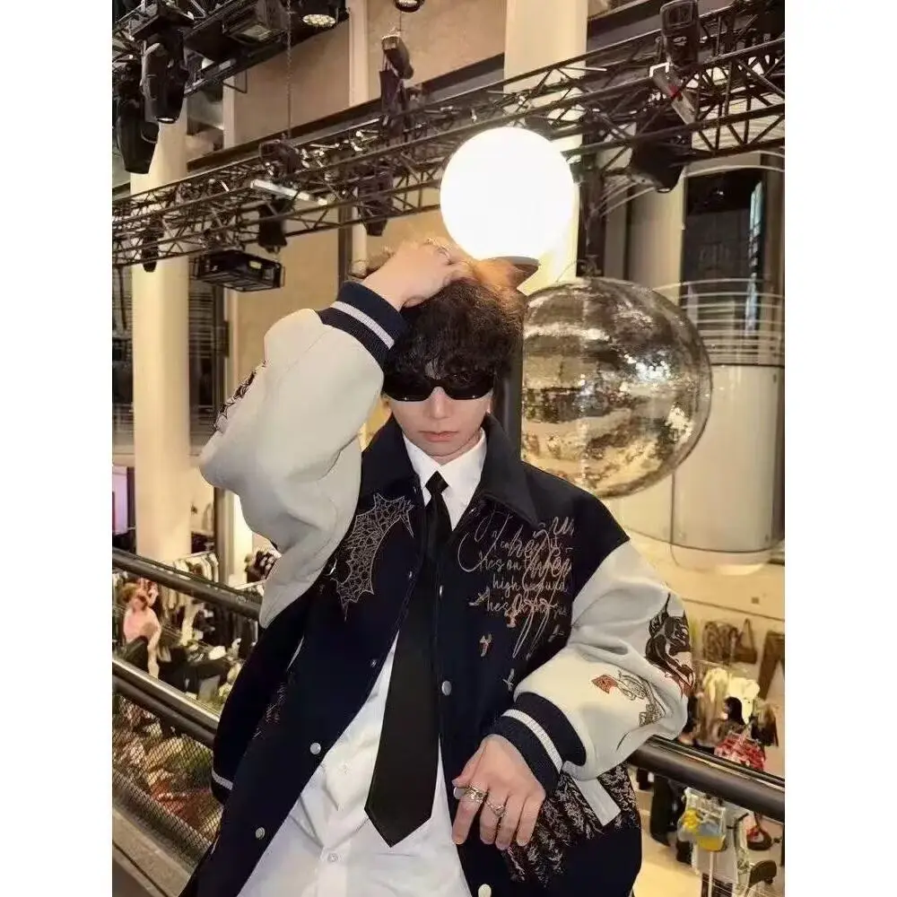 

Loose Men's Jaet 2024 Spring Autumn Sli Streetwear Hong Kong Sle Casual Coat High Street Trend Harajuku Korean Version