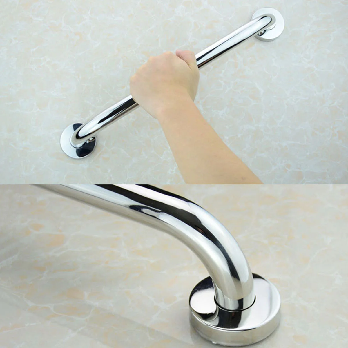 2 Pcs 25x40cm Silver Safe Toilet Bathroom Bathtub Handrails Safety Grab Bars Stainless Steel Handles Armrests Hand Rails for St