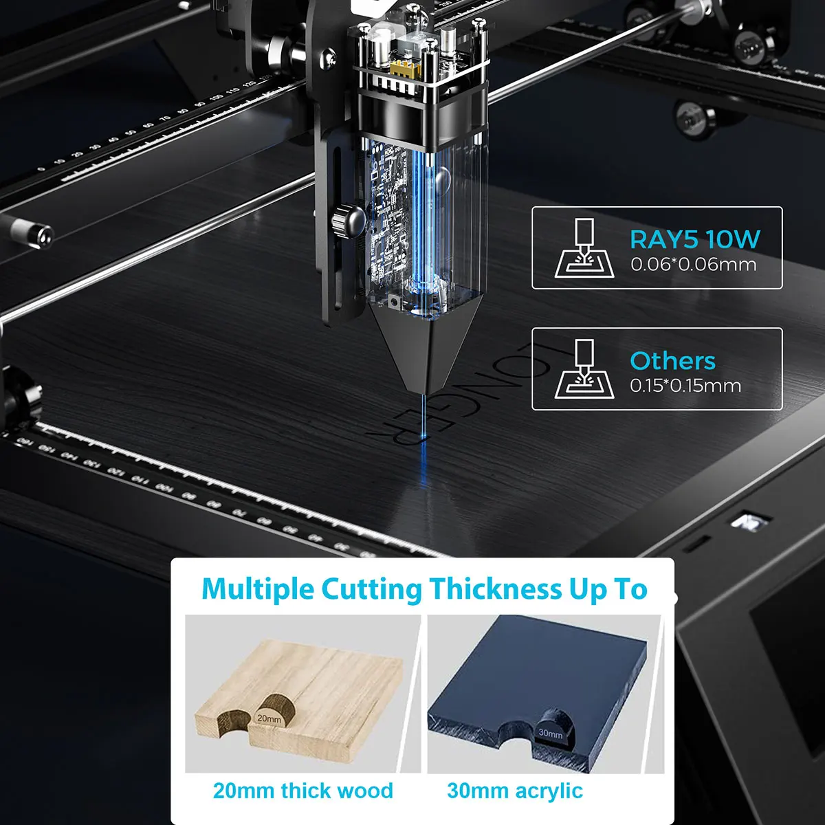 Longer Ray 5 10W laser engraving machine Large size space 400mm * 400mm 3.5 built-in touch screen and offline work