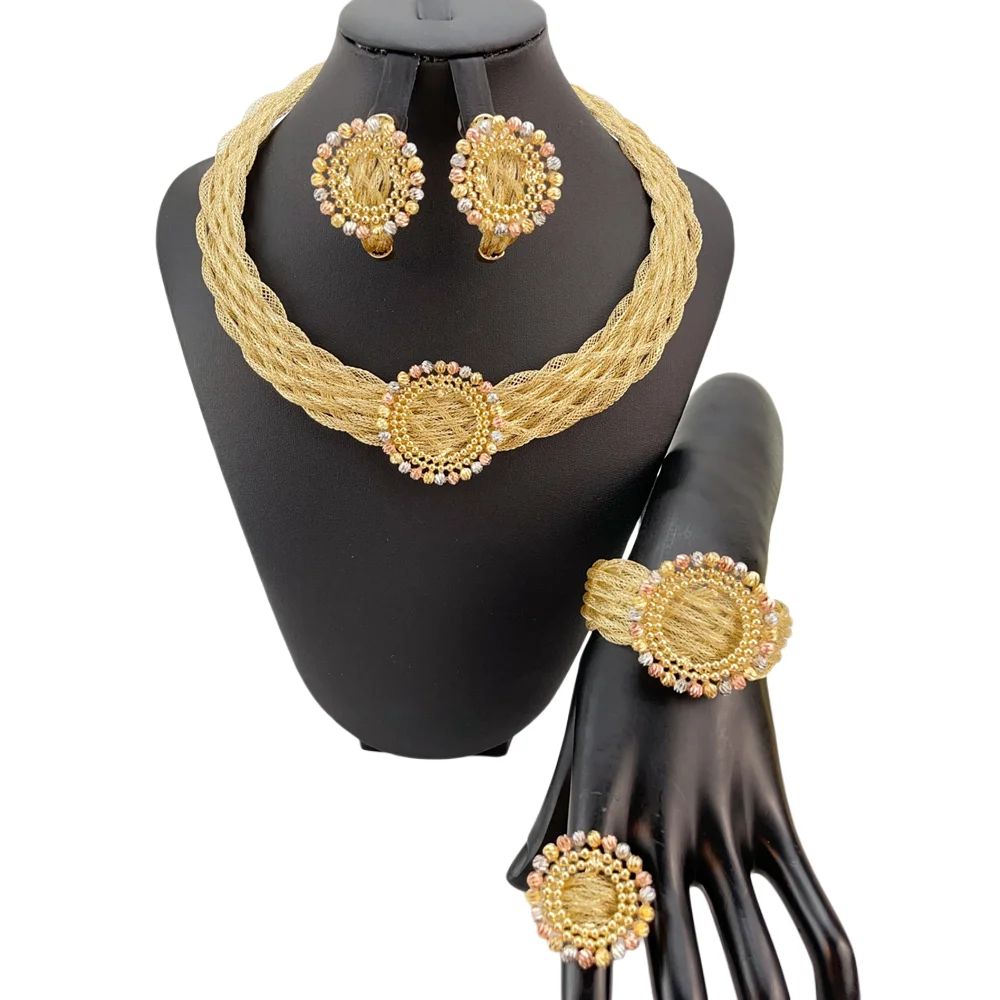 New Fashion High Quality Unique Style Brazilian Handmade Flower Jewelry Sets for Women FHK23383
