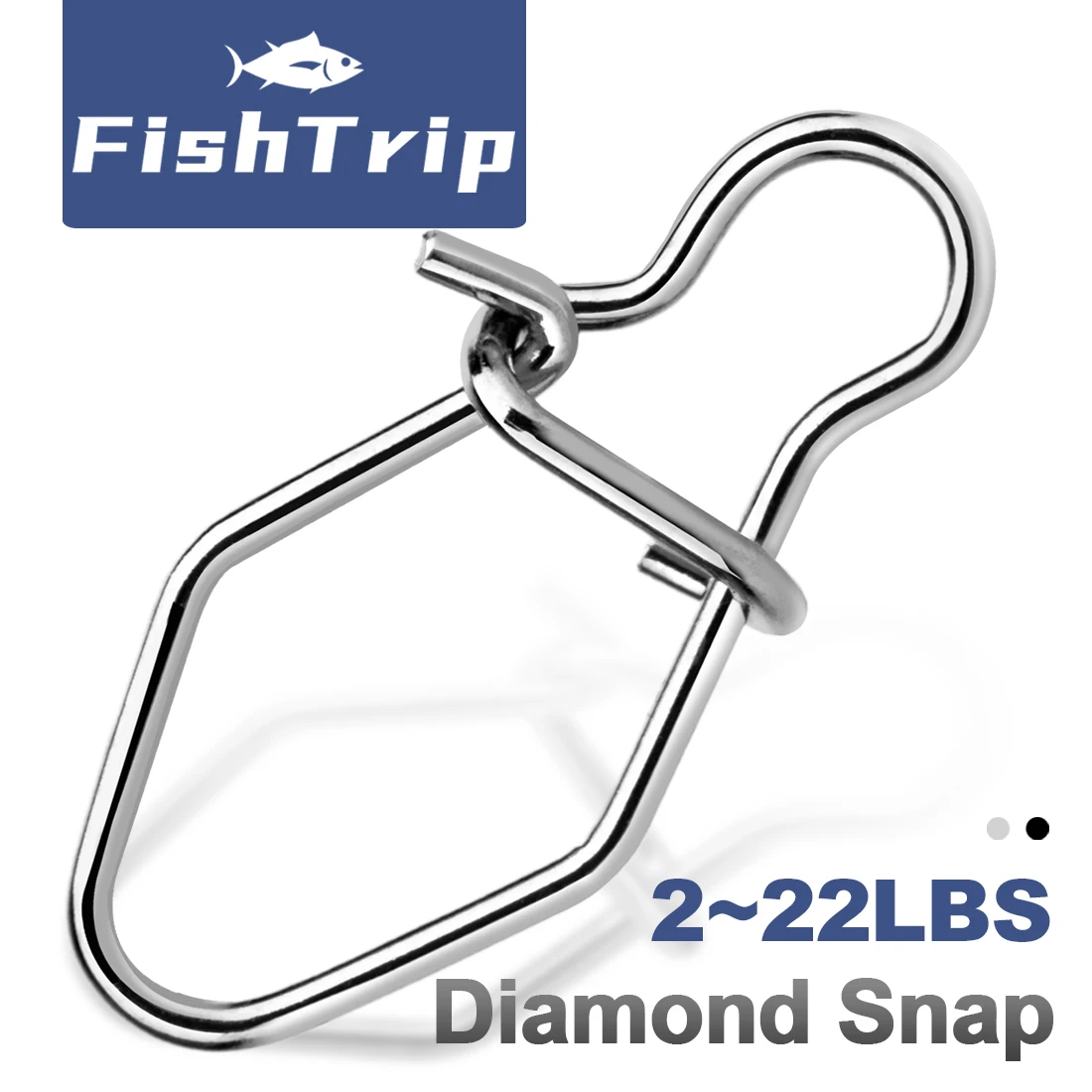 FishTrip Diamond Snap Fishing Carabiner Duo Lock Snap Connector Stainless Steel Quick Change Snap Terminal Tackle