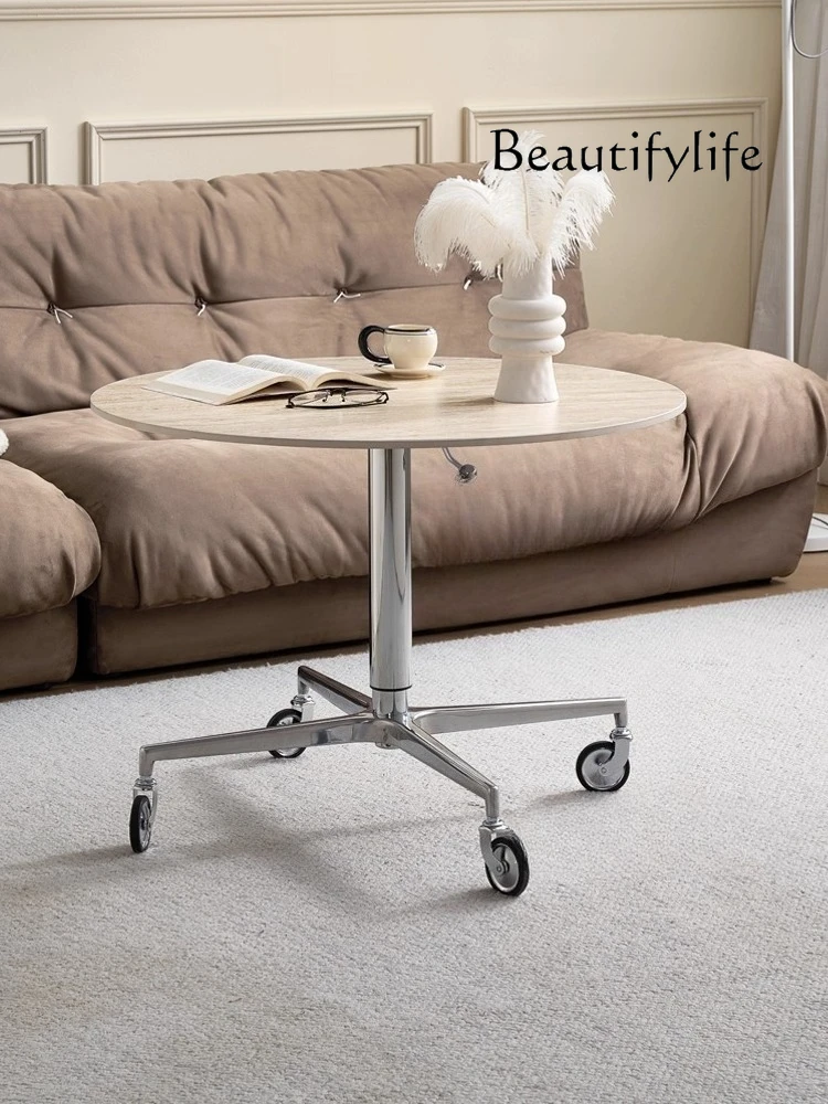 

J Movable Coffee Table Stainless Steel Bauhaus Medieval Style Lifting Edge Several Small Apartment Household Lifting