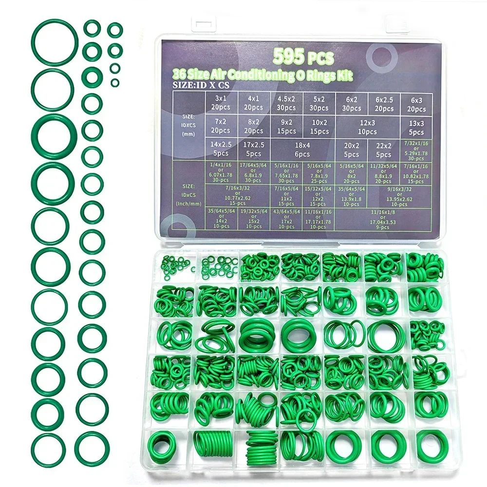 270/595pcs O-Type Sealing Rubber Ring Automotive Air-Conditioning Compression Confidential Seal Maintenance Rubber Accessories