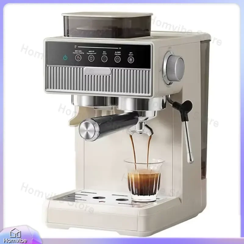 White Espresso with Milk Frother Semi-Automatic Coffee Maker for Home Office Desktop Italian Style Coffee