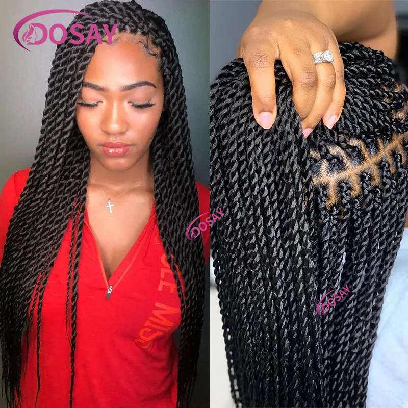 Twist geflochtene Perücken Box geflochtene Lace Front Perücke für schwarze Frauen synthetische volle Spitze Frontal Perücke Faux Locs Perücke Göttin Zöpfe Perücken