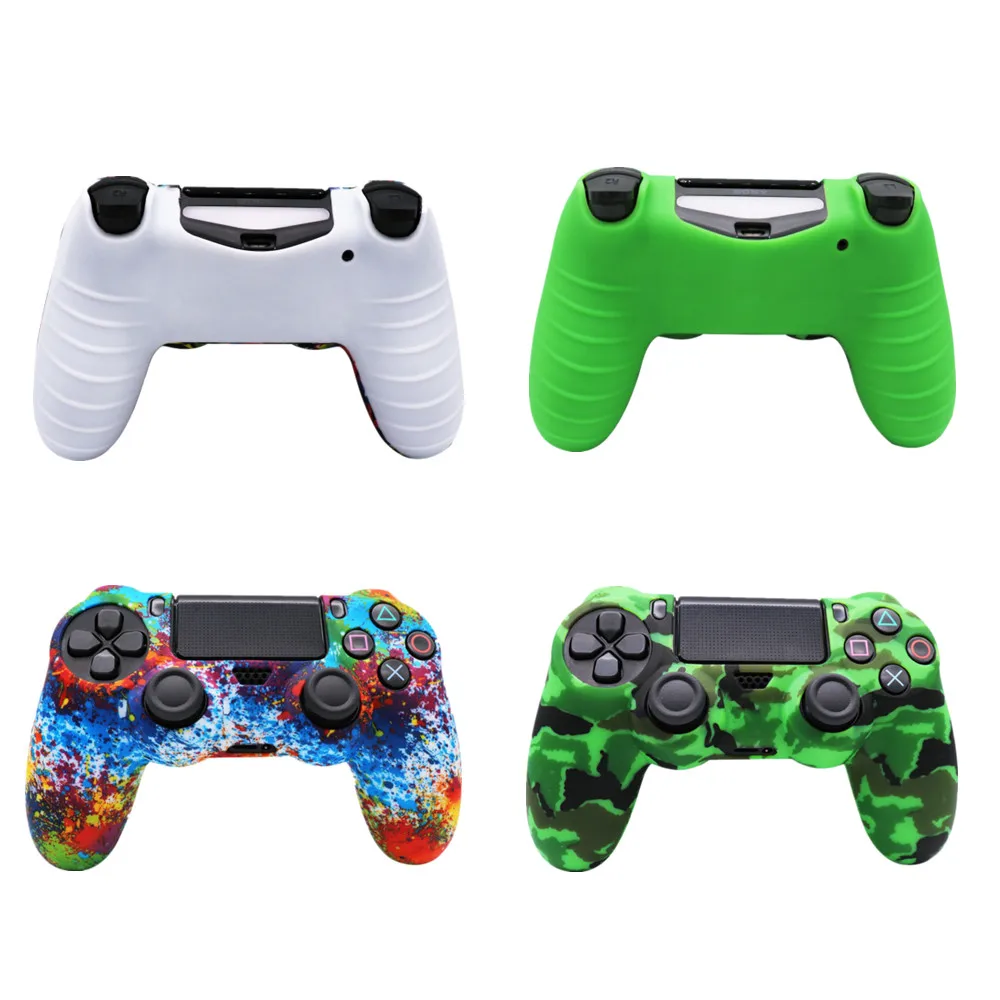 Anti-slip Silicone Protective Cover Case For SONY PlayStation4 PS4 Gameing Controller Accessories With Thumb Grip Cap Skin Shell