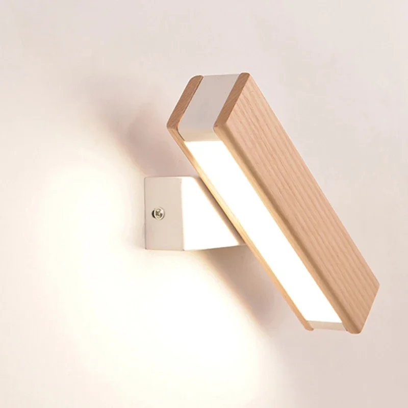 Imagem -05 - Led Lâmpada de Parede de Madeira Interior Interruptor Ajustável Wall Sconce com Interruptor Cores Rotação Regulável Corredor Corredor