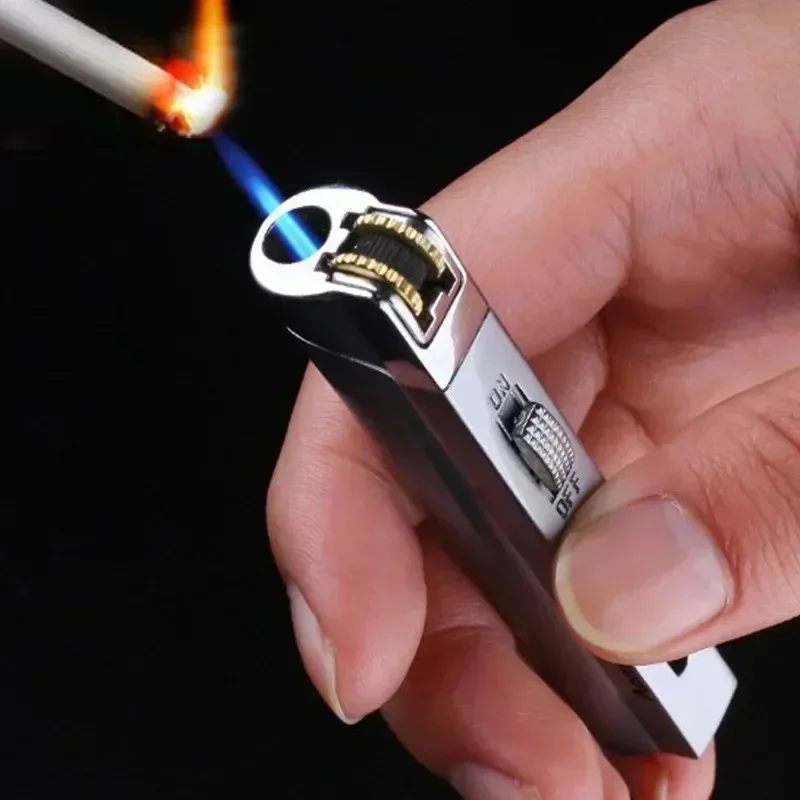 Mini Windproof Jet Blue Flame Turbo Butane Gas Torch Lighter Visible Gas Window Safety Lock Fire Switch Portable Cigar Lighters