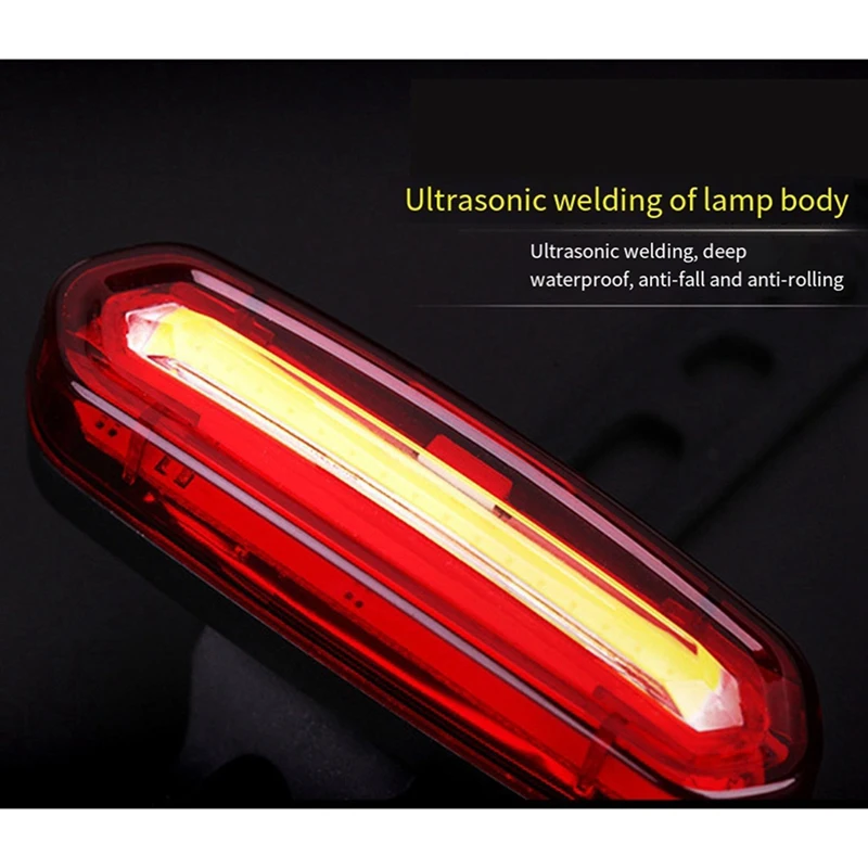 2X USB Rechargeable Bike Tail Light LED Warning Bicycle Rear Light IPX6 Waterproof For Helmet