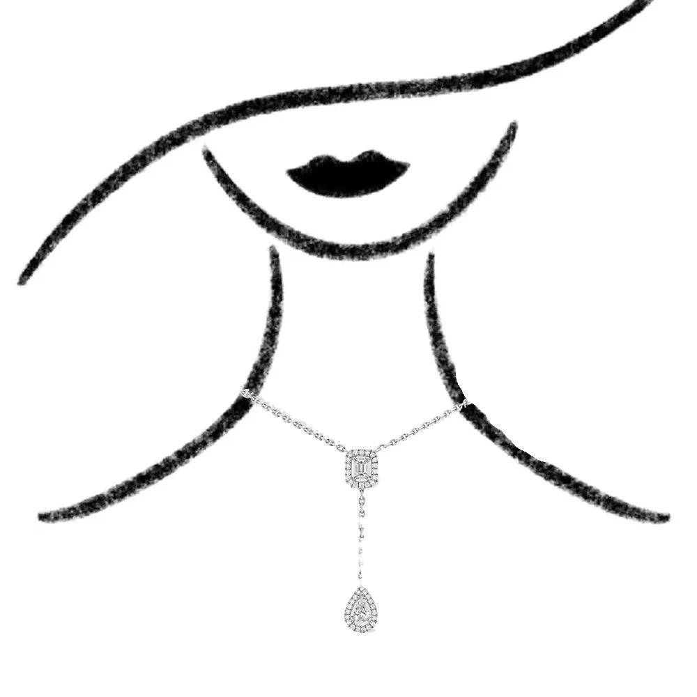 Fashion sterling silver s925 geometric water drop diamond necklace messik home MY TWIN series high-end luxury necklace