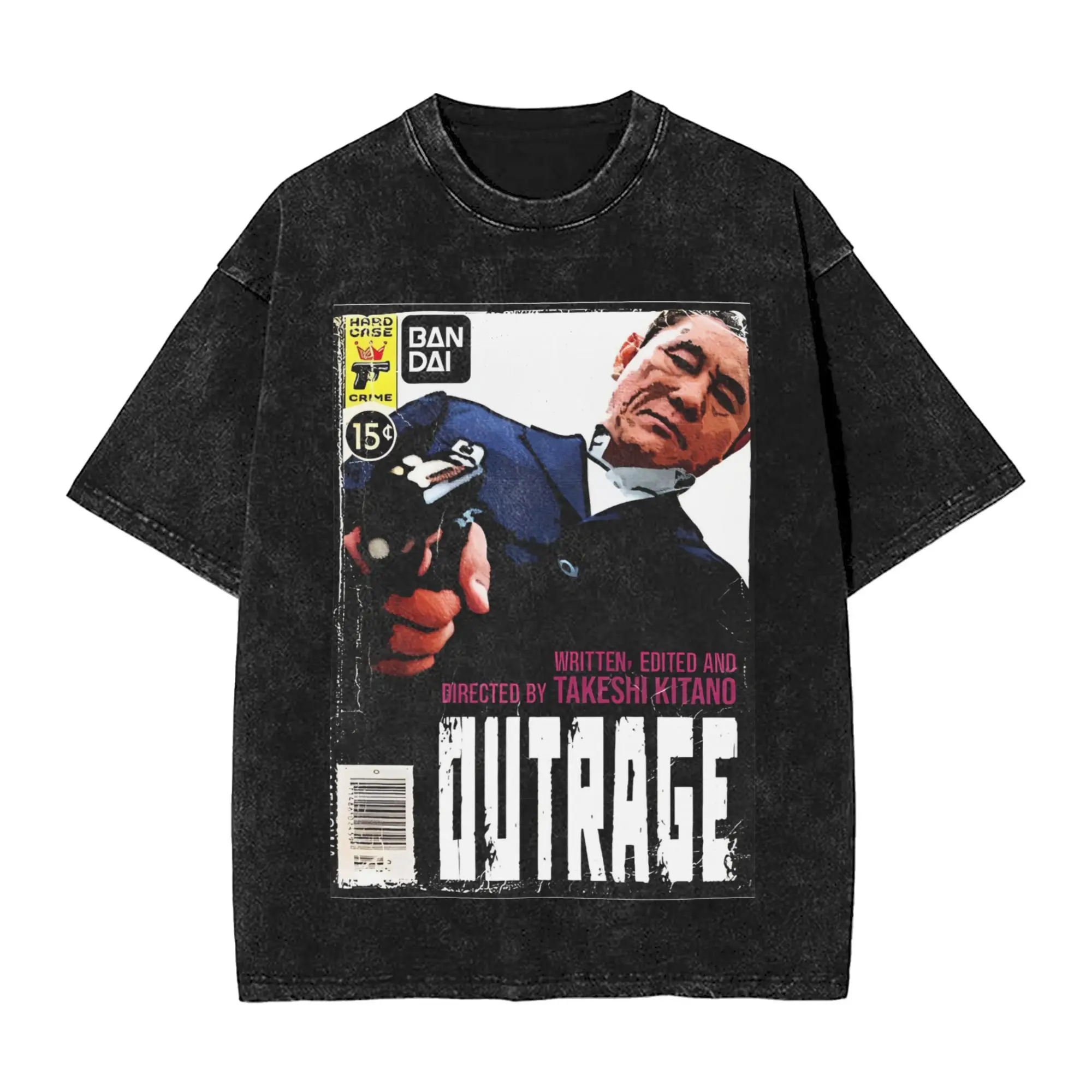 تاكيشي كيتانو تي شيرت الجدة تي شيرت قصير الأكمام Y2K متعة التي شيرت الصيف عادية س الرقبة المتضخم تيز