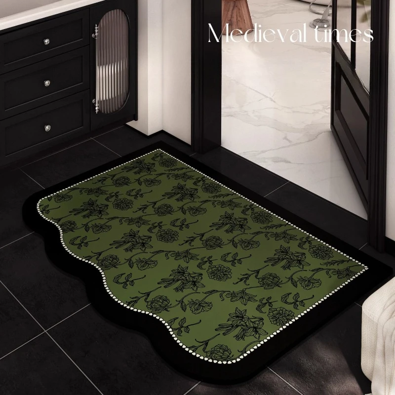 French Style Bathroom Floor Mat Diatomaceous Earth Absorbent Quick Drying Carpet Shower Room Bedroom Door Non Slip Foot Mat