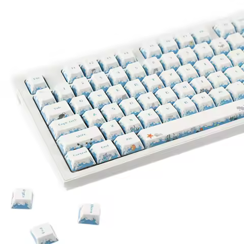 YMDK 143 Keys Deep Sea Party Theme PBT Dye Sublimation Novelty Custom Keycaps for 61/64/75/87/98/104/108 MX Mechanical Keyboard