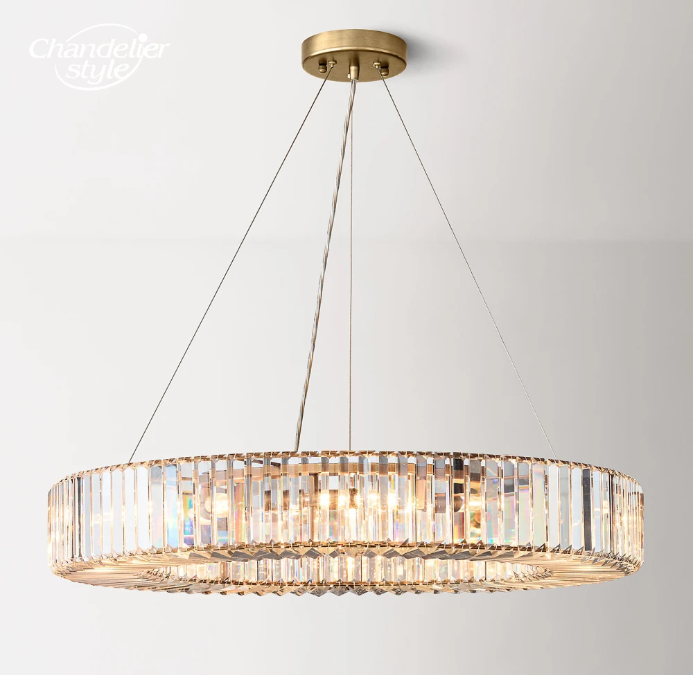 

Elliana Crystal Halo Pendant Lights Modern Round Clear Smoke Ceiling Chandeliers Living Room Bedroom Dining Room Indoor Lighting