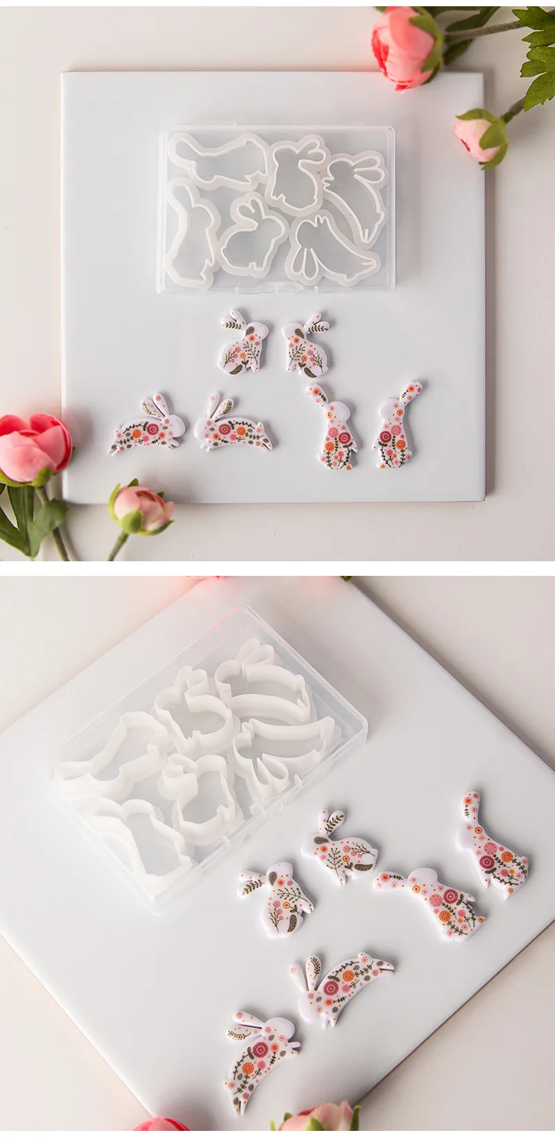 6 Stücke Cartoon Kaninchen Polymer Clay Schneider Osterhase Geformt Ton Ohrring Formen für Anhänger Schmuck Handgemachte Schneidwerkzeuge – Detail 9