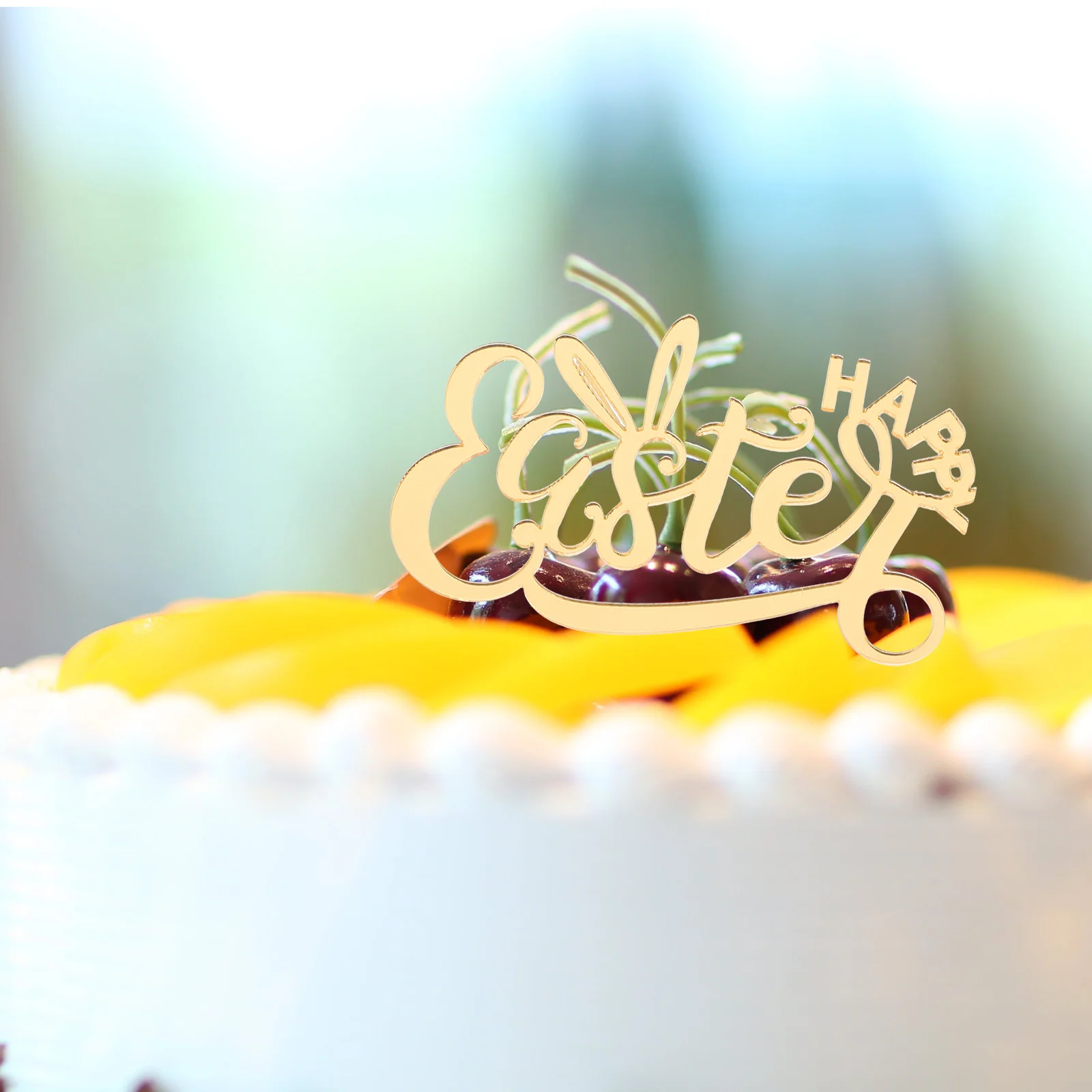 

6Pcs Creative Easter-Themed Cake Decorations Acrylic Cupcake Toppers Party Dessert Picks Festival Cake Adornments