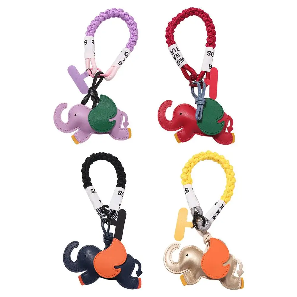 

Trendy PU Leather Elephant Keychain Flying Wings Animal Pendant Leather Keychain Fashion Animal Key Chain Holder Bag Decoration