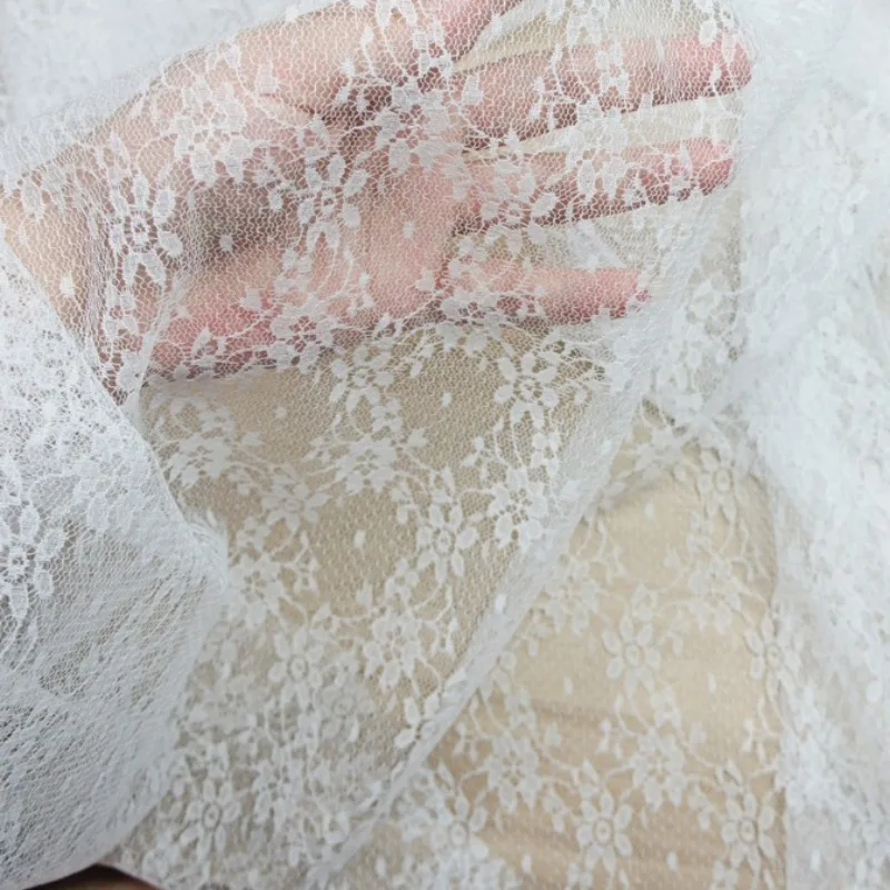 6Yards Diamond Net Skin-friendly Soft Small Floral Encrypted Jacquard Women Children's Clothing Lace Fabric Wholesale