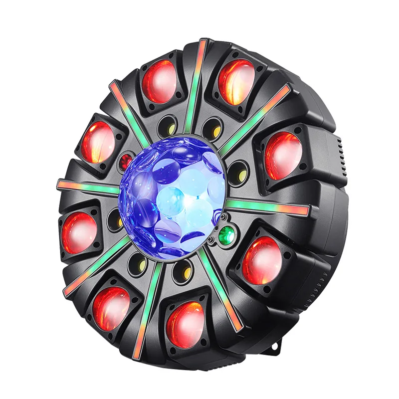 Eight-arm Magic Ball-Style Moving Head Stage Light with LED Color Wash Strobe Effects & Remote Control for DJ/Bar Use