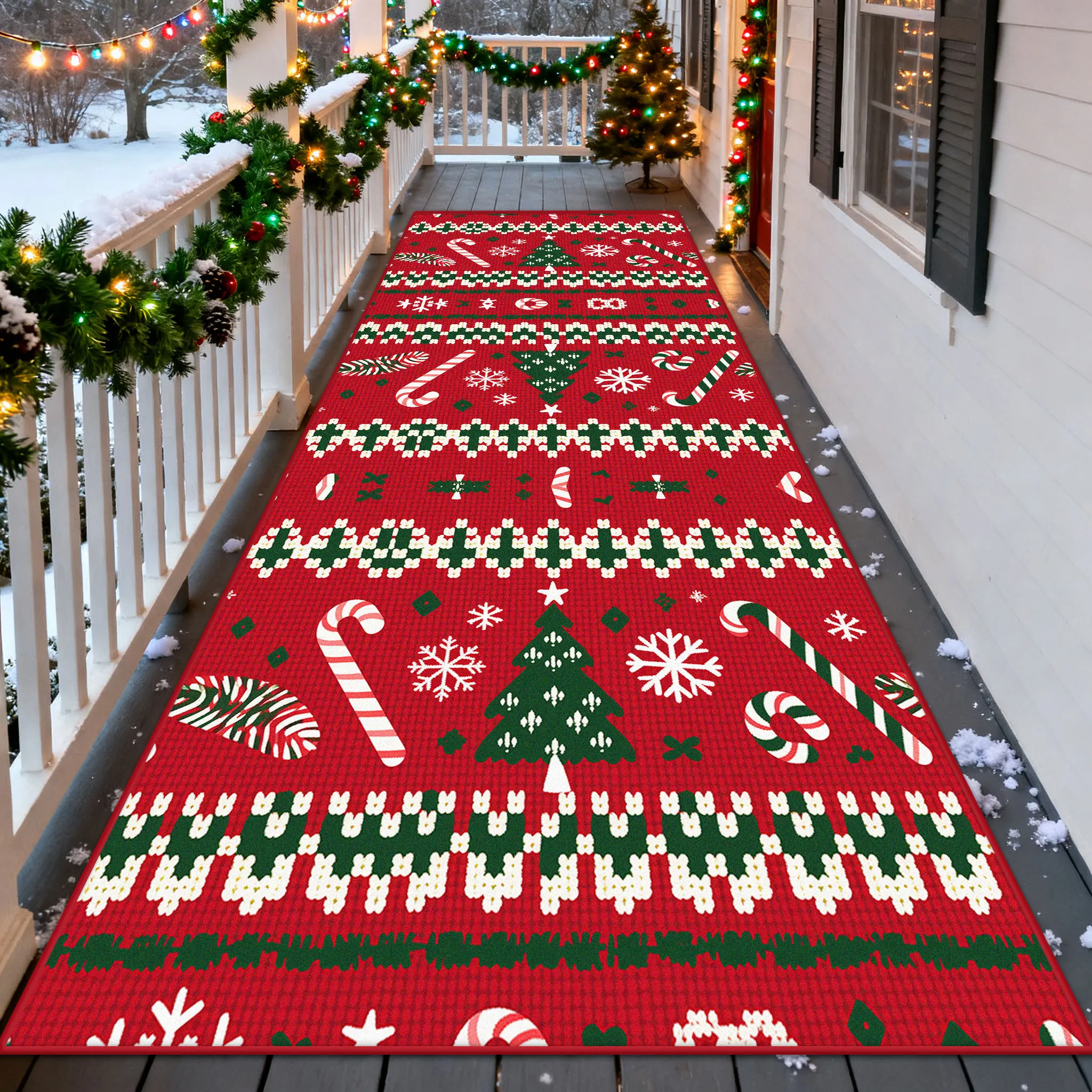 

Европейский стиль Ретро Рождественские украшения Коридор Ковер Деревянный дом Противоскользящий легко чистящийся коврик для бегуна Спальня Прикроватные коврики для ног