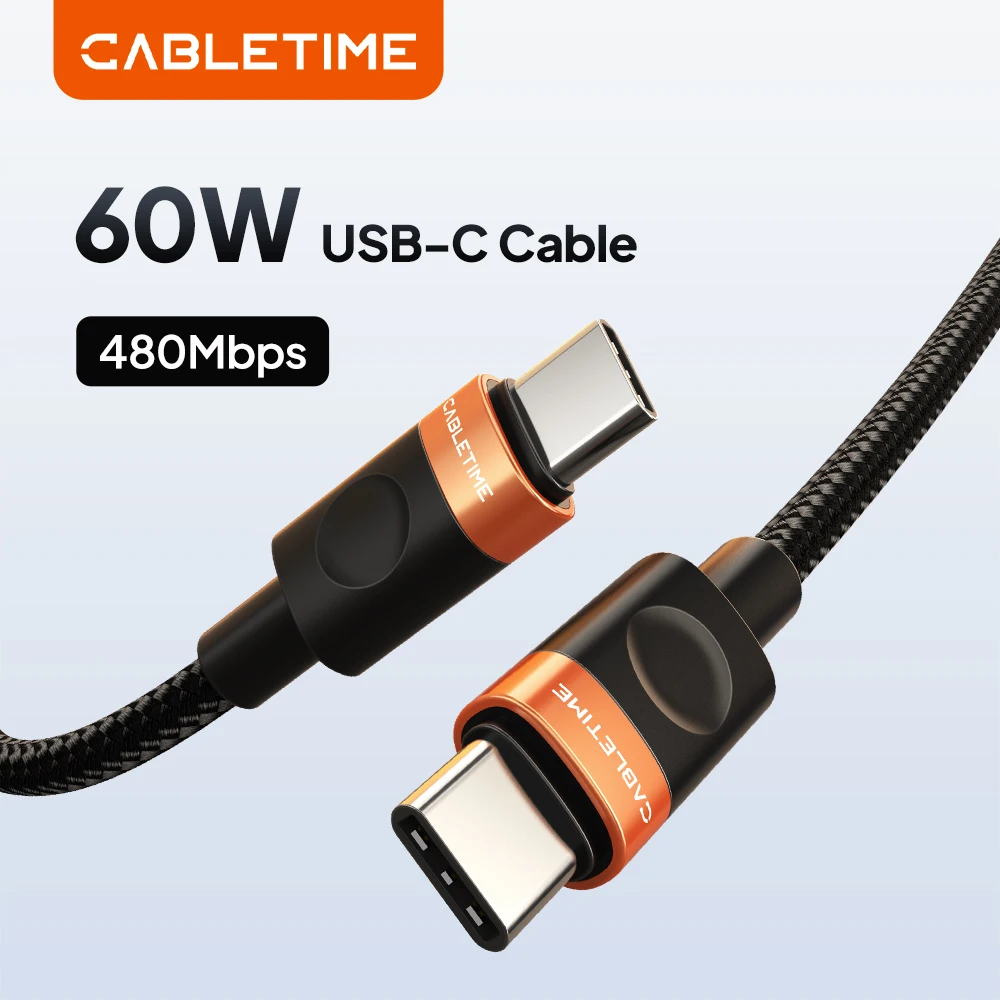 CABLETIME PD 60W USB C to C Cable 480Mbps Quick Charge Fast Charging cable Type C Cable for Samsung Laptop Huawei Xiaomi