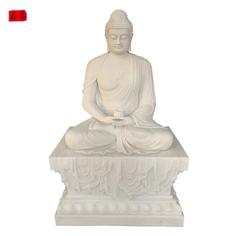 Customized stone White Marble Buddha statue Three Treasures Herbalist Buddhist Temple Temple worships