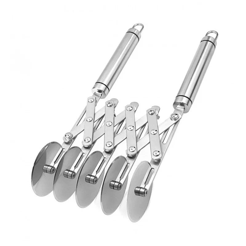 

5 Wheel Stainless Steel Pastry Cutter Wheel Pizza Cutter Adjustable Blade Spacing Safe and Easily Used Pie Pasta Cutter