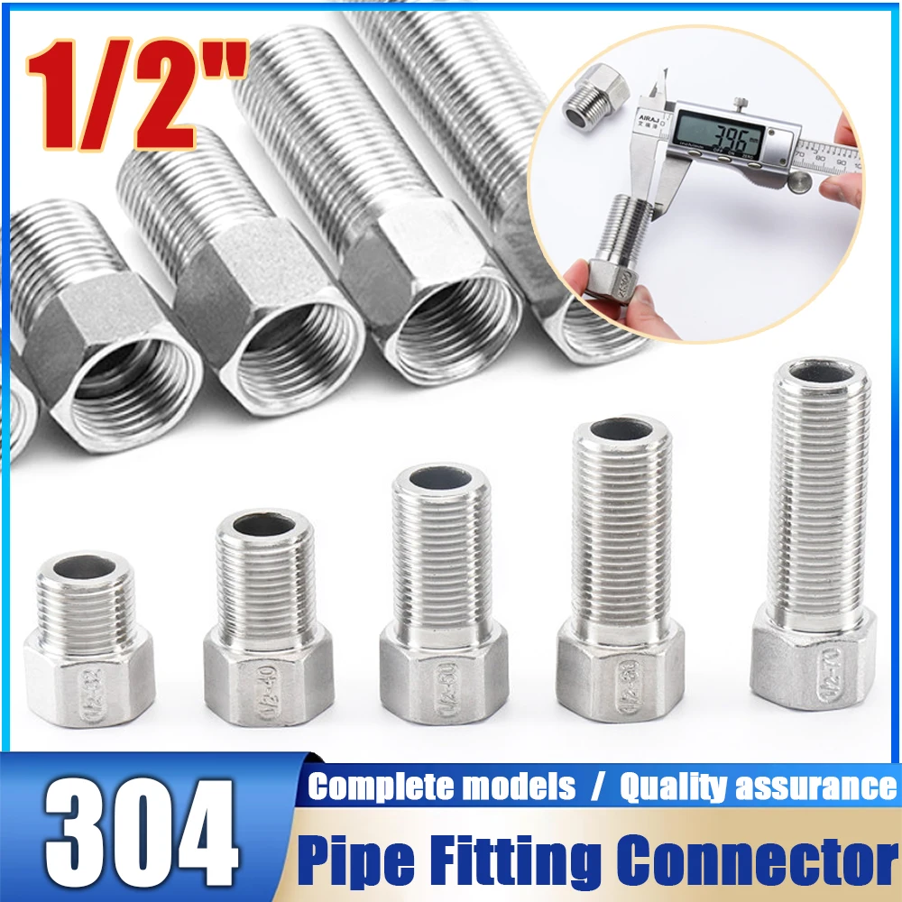 

Соединительная муфта из нержавеющей стали 304, 1/2" BSP, с внутренней и наружной резьбой, длина 32/40/50/60/70/100 мм, для воды, газа, масла