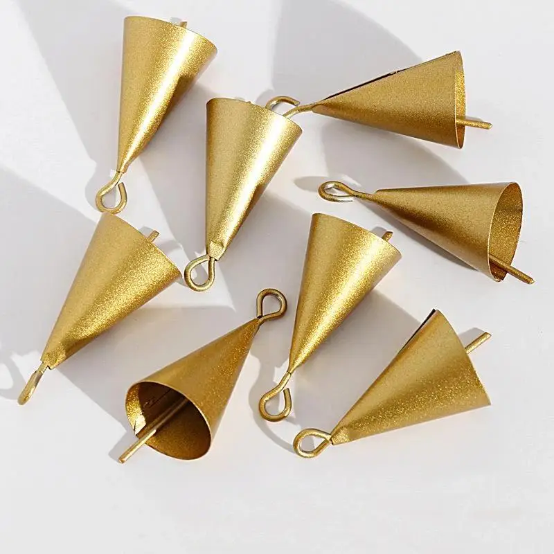 Rustic Iron Tin Metal Vintage Jingle Bells Rusty Trumpet Bells For Garland Crafts Wreath Christmas Ornaments
