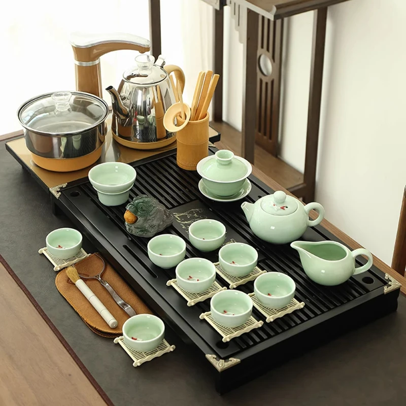 

Chinese Kung Fu Tea Tray Decorative Serving Pot Living Room Rectangle Tea Tray Ceremony Hospitality Bandejas Home Decorationgs