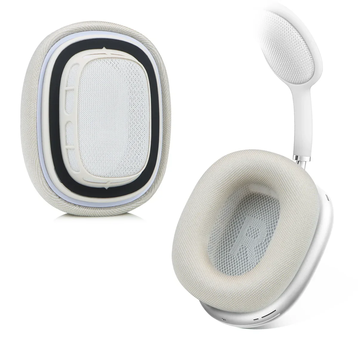 أغطية وسائد أذن بديلة لأجهزة Apple Airpods Max Gen 2 2024 إصدار قماش شبكي لسماعات الرأس أجزاء بلاستيكية