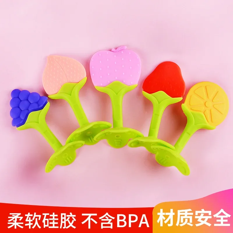 Baby Teething Toys Silicone Training Toothbrush BPA Free Fruit Shape Safe Teething Ring Gift Infant Baby Chewing Toy Teether