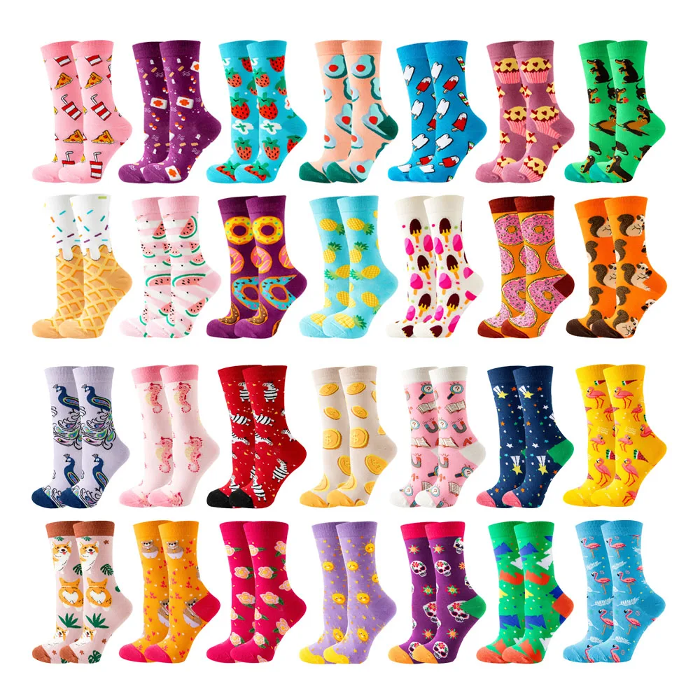 6 Pairs New Fashion Happy Women Cute Casual Socks harajuku Lovely Donut cake ice cream cotton funny Socks