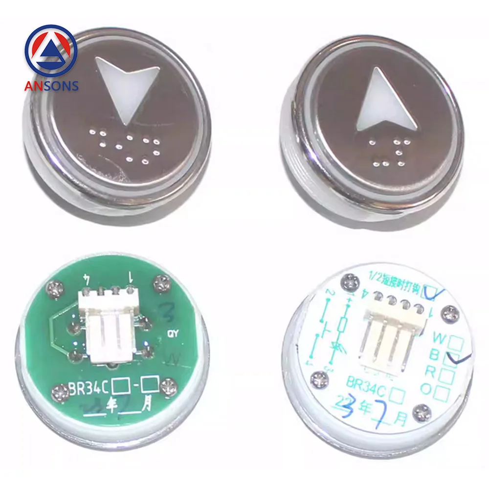 BR34C OTIS Elevator Button Hole 34MM White / Blue Light Circular Ansons Elevator Spare Parts
