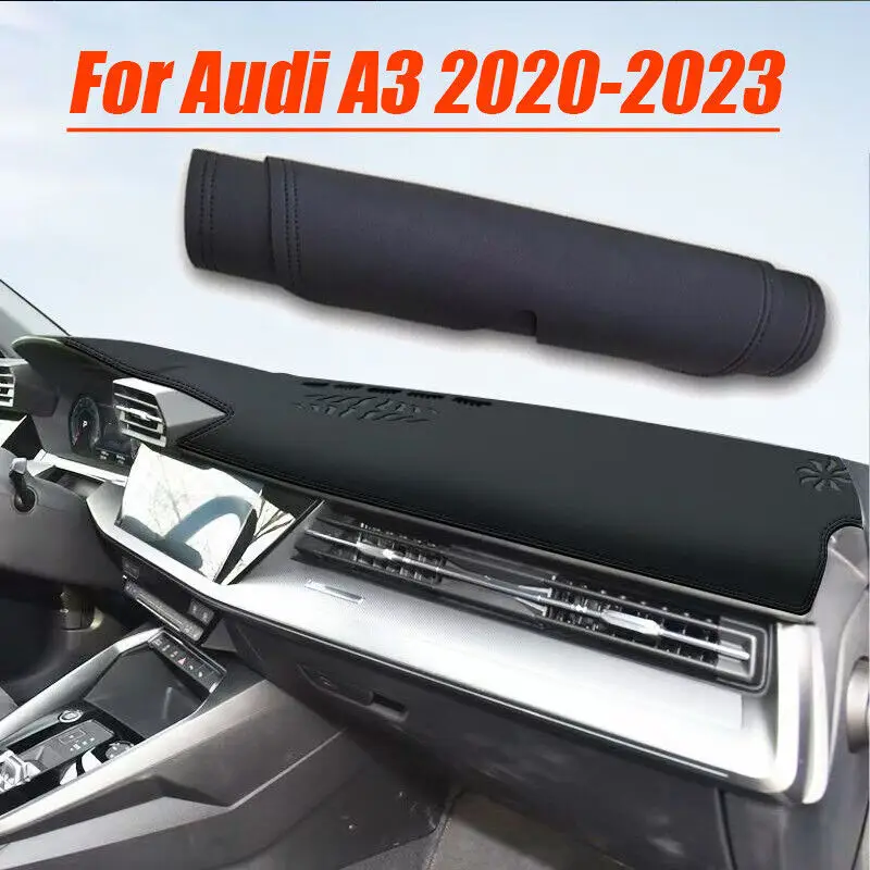 

Black Leather Car Dashboard Cover Dash Protector Pad Mat For Audi A3 2020-2023