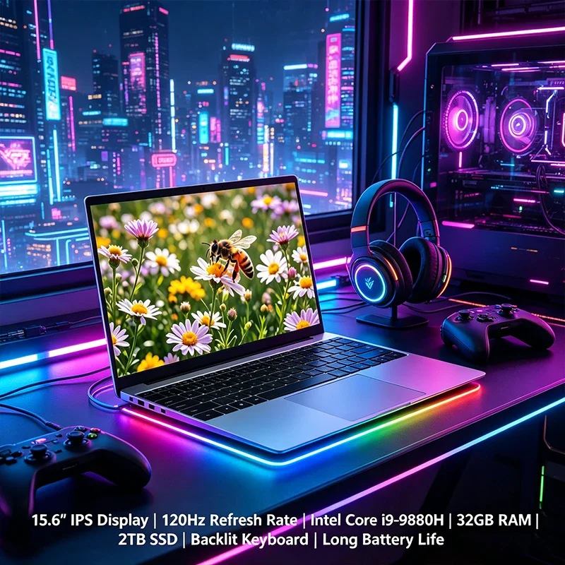 

15.6 Inch HD Notebook 120Hz IPS Display Intel N95 32GB RAM 2TB SSD Backlit Keyboard Reliable Battery Power