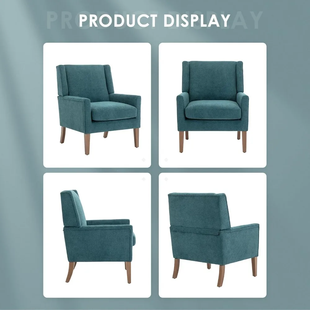 COLAMY-Modern Wingback Sala cadeira, estofados Tecido Accent Poltrona, sofá único com Lounge Seat