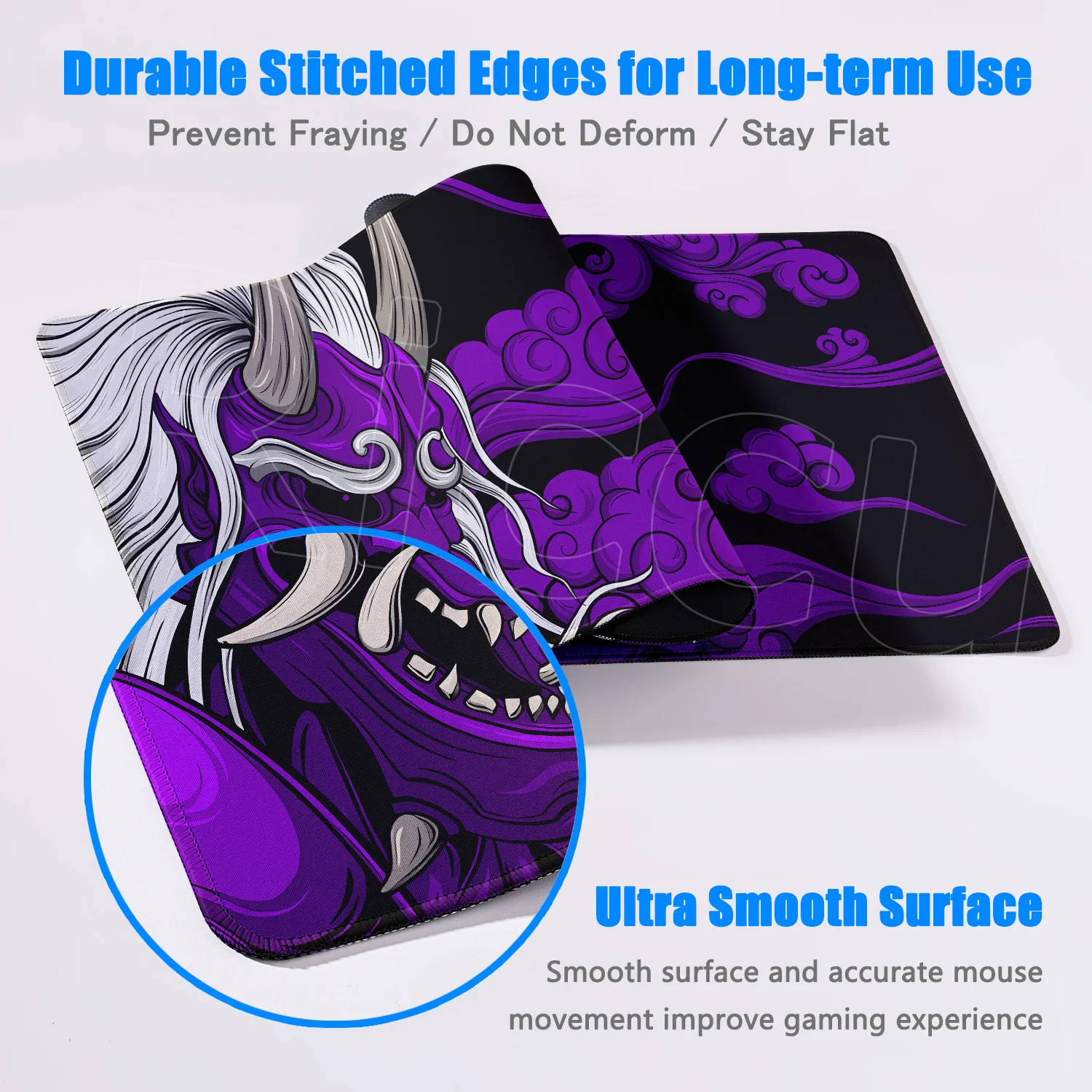 Japanese Devil Table Protector Mousepad Gamer Mat Anime Mausepad 40x90cm Purple Oni Mouse Pad Gaming Keyboard Mat Pc Accessories