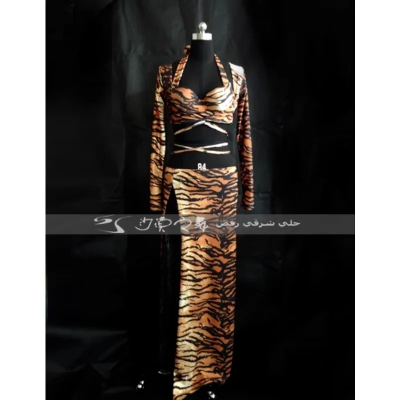 Костюм для танца живота по индивидуальному заказу, костюм в полоску зебры, простой и сексуальный комплект из трех предметов, экзотическая танцевальная одежда