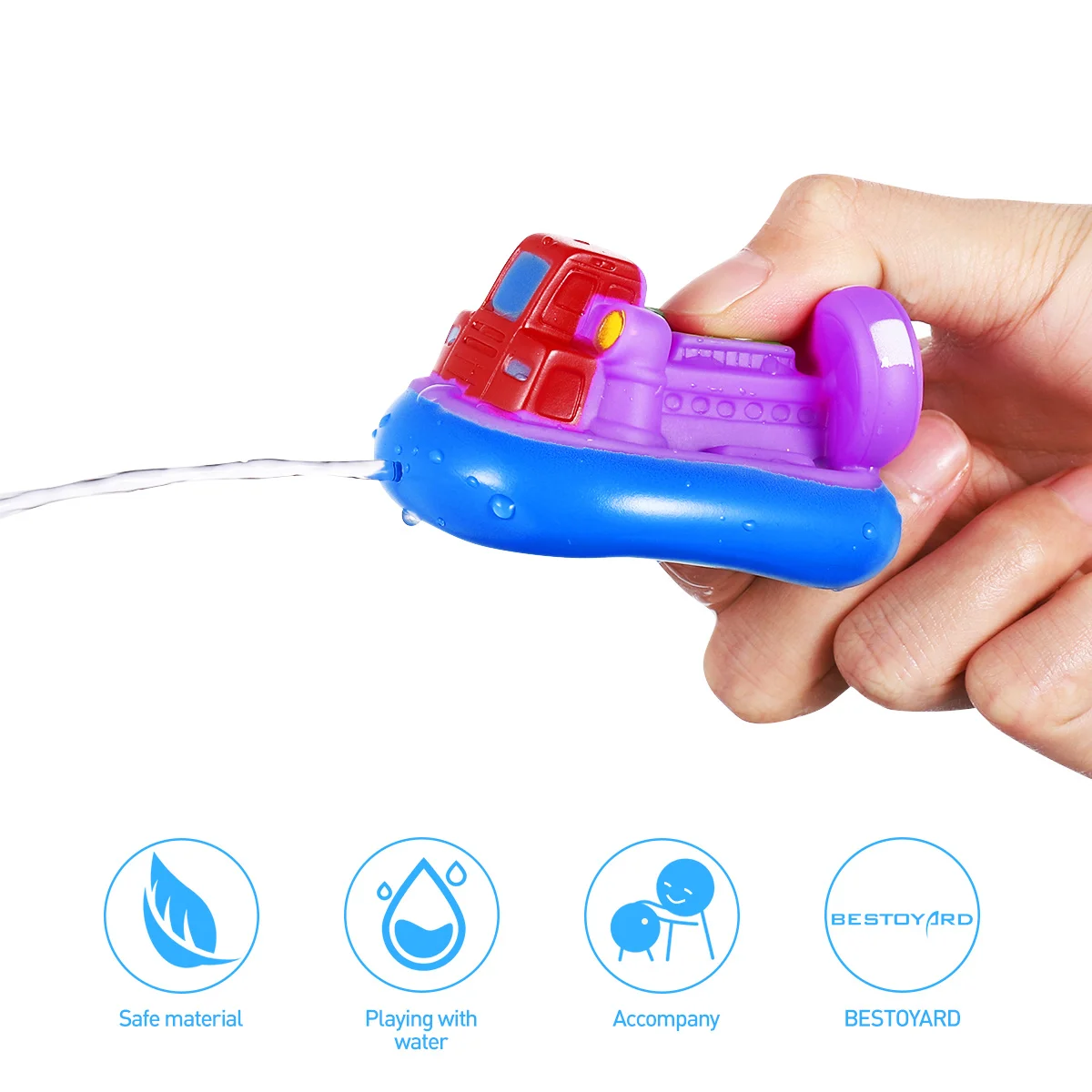 8 قطعة شخصيات مركبة الحمام ضغط الصوت العائمة بخ الاستحمام اللعب للأطفال اليد تطوير العضلات مركبة الاستحمام اللعب #5