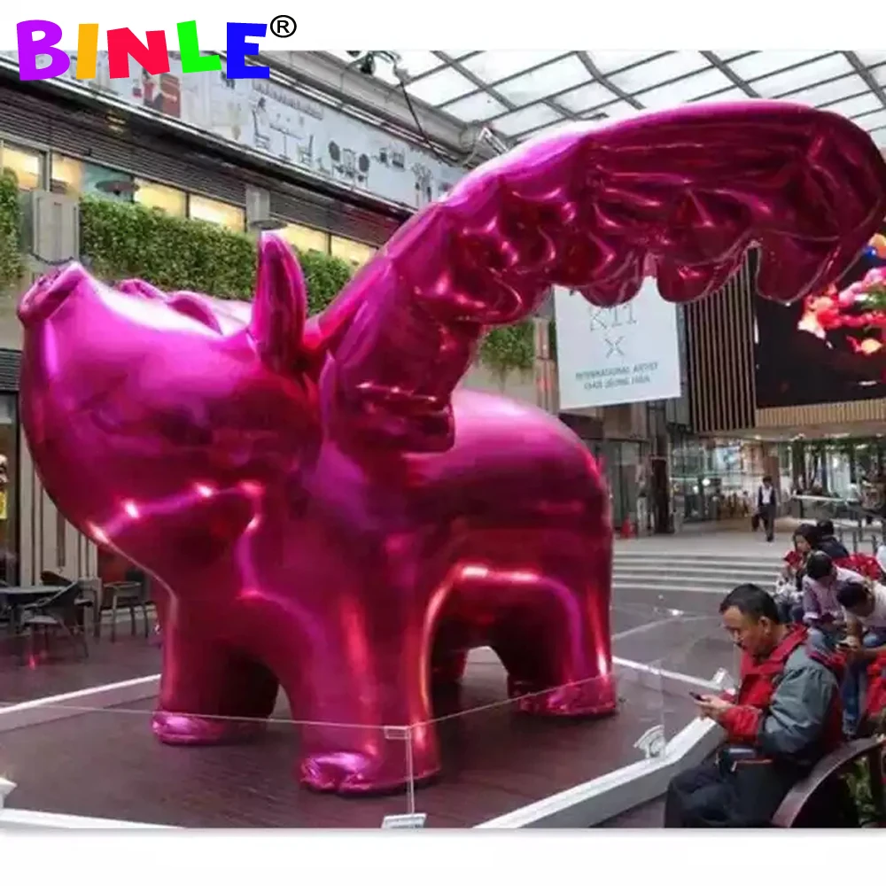 Popular Giant Inflatable Flying Pig Inflatable Pink Pig Cartoon With Wings For Exhibition