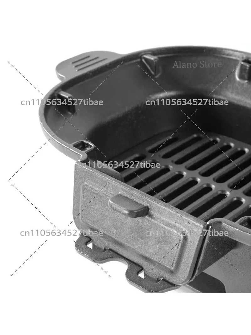 Small Portable Cast Iron Charcoal Grill - Even Heat Yakitori Camping Stove for Backyard Barbecue & Picnics