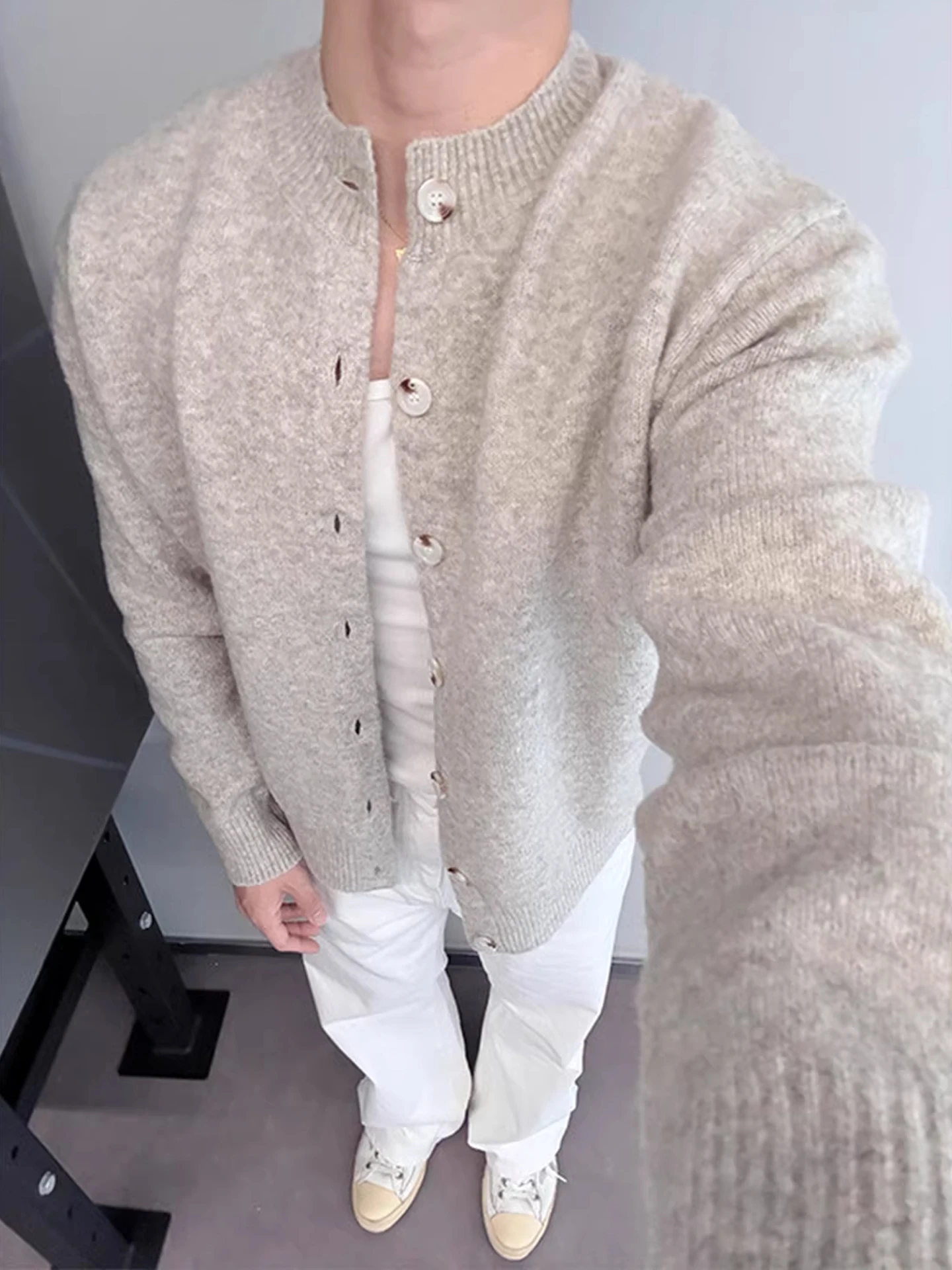 

Корейский свитер-кардиган Cleanfit Lazy Sle, свободный крой, для мужчин и женщин, мягкий, уютный, вязаный, повседневный, комфортный, зимний